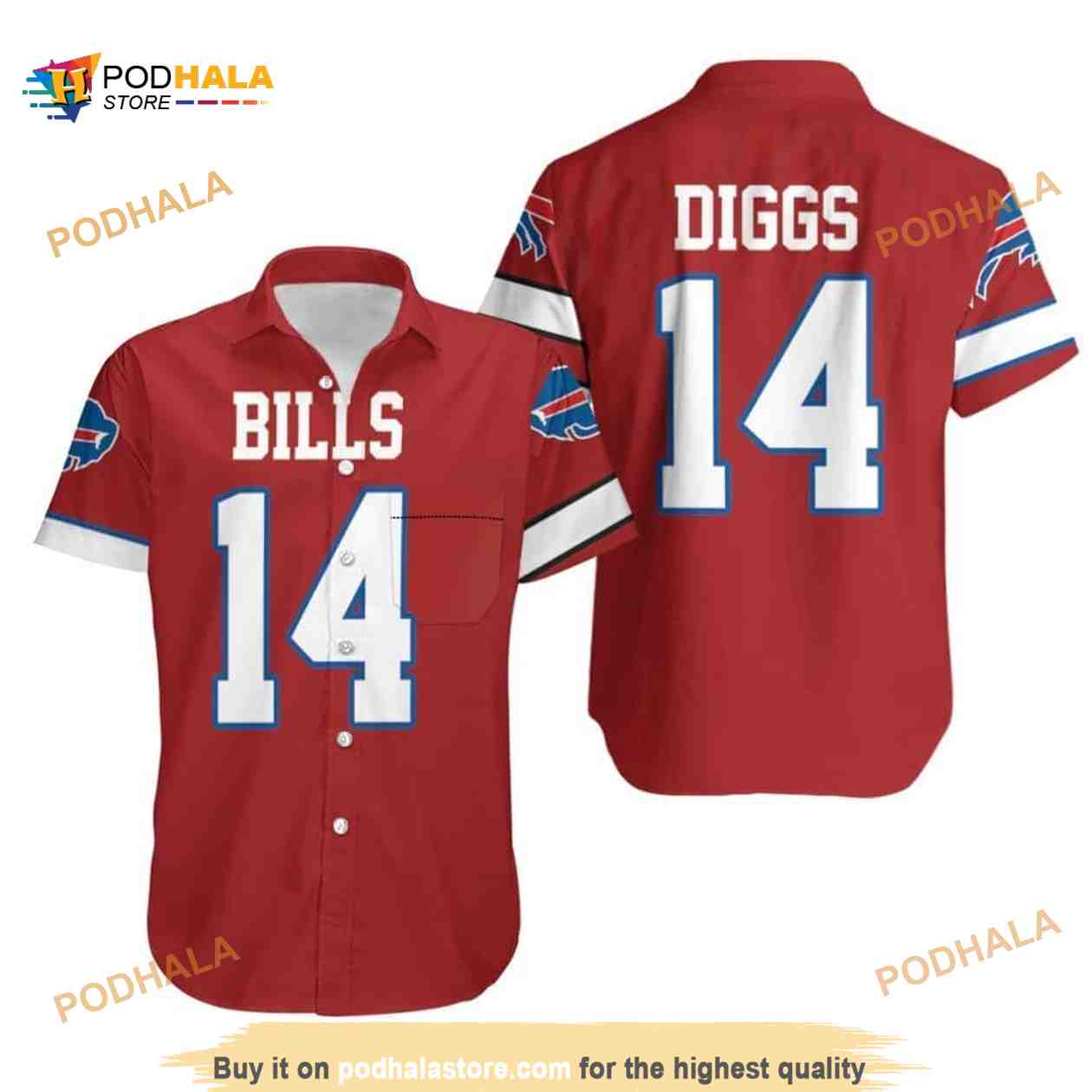 Red Aloha Diggs 14 Buffalo Bills Funny Hawaiian Shirt Gift For Football Fans Red Aloha Diggs 14 Buffalo Bills Funny Hawaiian Shirt Gift For Football Fans