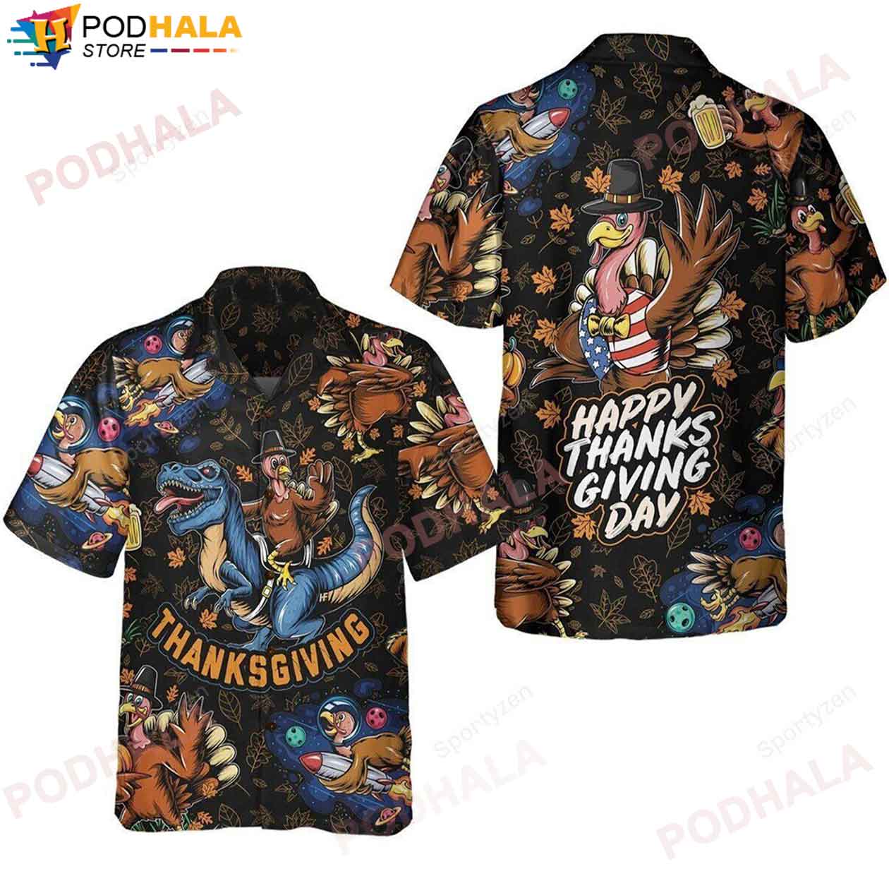 Riding Dinosaur Turkey Thanksgiving Celebrations Hawaiian Shirt Riding Dinosaur Turkey Thanksgiving Celebrations Hawaiian Shirt