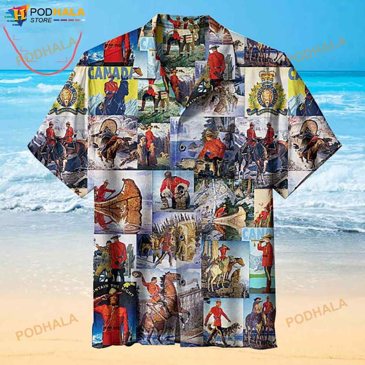 Royal Canadian Mounted Police Collage 3D Funny Hawaiian Shirt Royal Canadian Mounted Police Collage 3D Funny Hawaiian Shirt