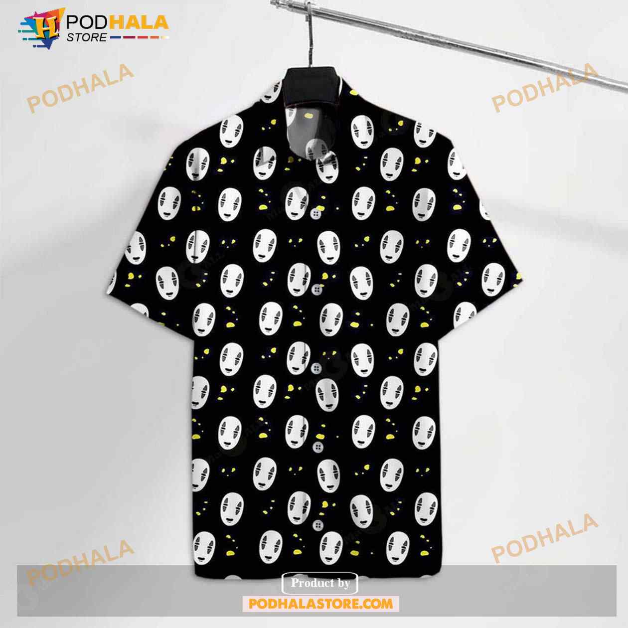 S.Ghibli No Face With Gold Pattern Amazing Funny Hawaiian Shirt S.Ghibli No Face With Gold Pattern Amazing Funny Hawaiian Shirt