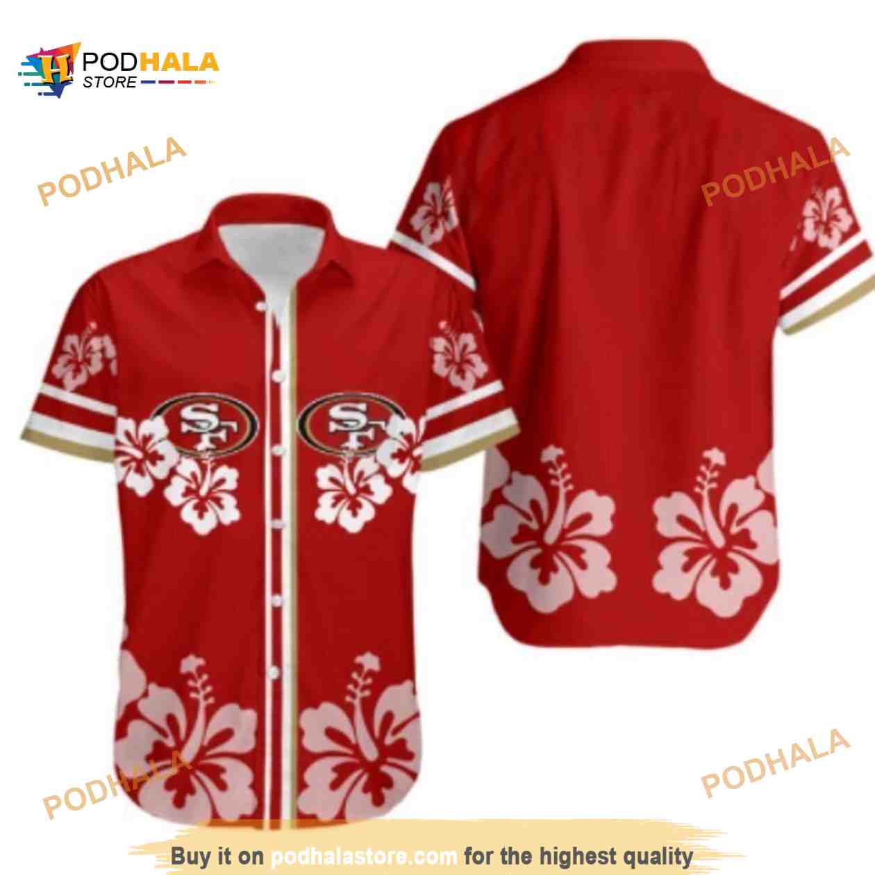 San Francisco 49ers Funny Hawaiian Shirt Hibiscus Flower Red Aloha San Francisco 49ers Funny Hawaiian Shirt Hibiscus Flower Red Aloha