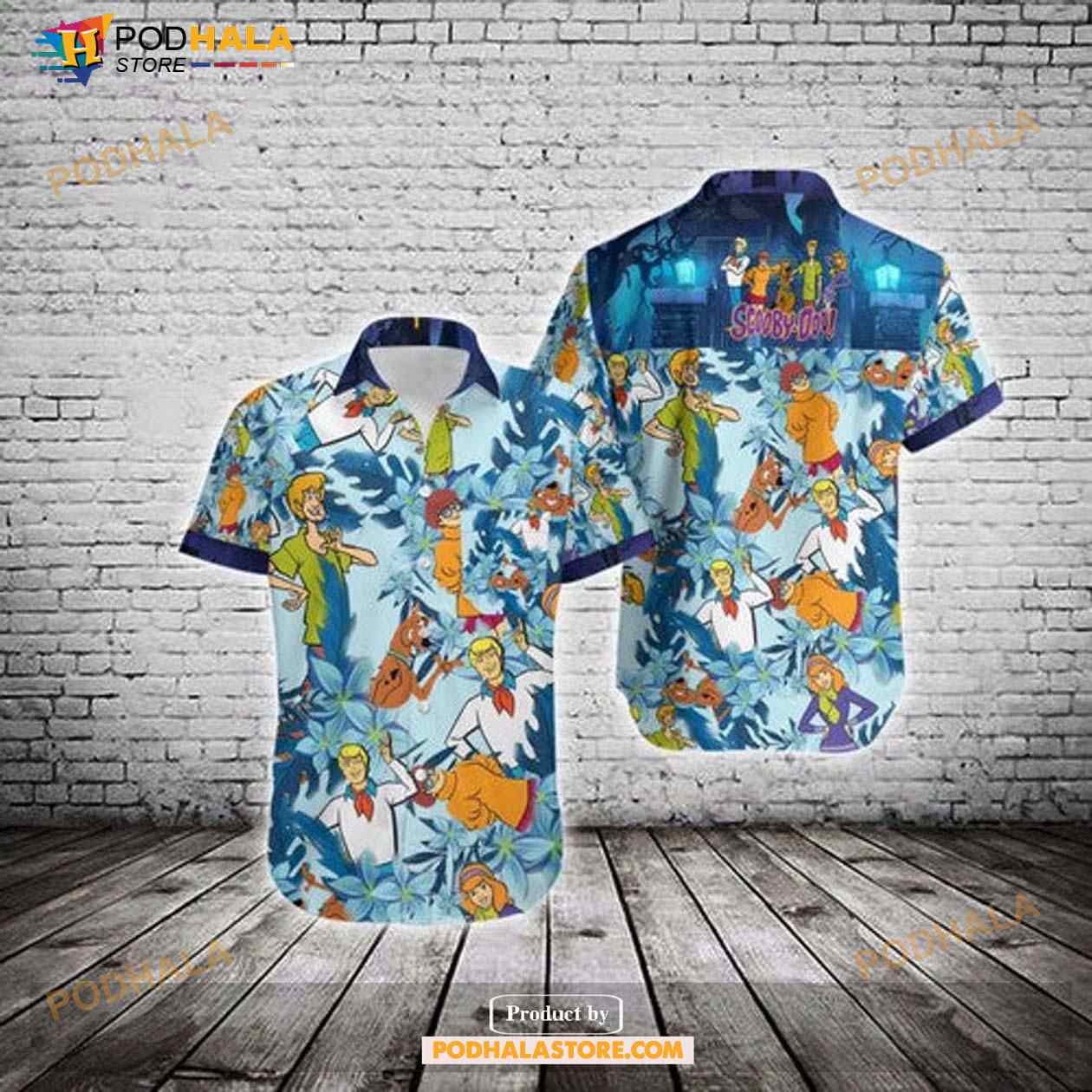 Scooby-Doo With Friends Blue Funny Hawaiian Shirt Scooby-Doo With Friends Blue Funny Hawaiian Shirt