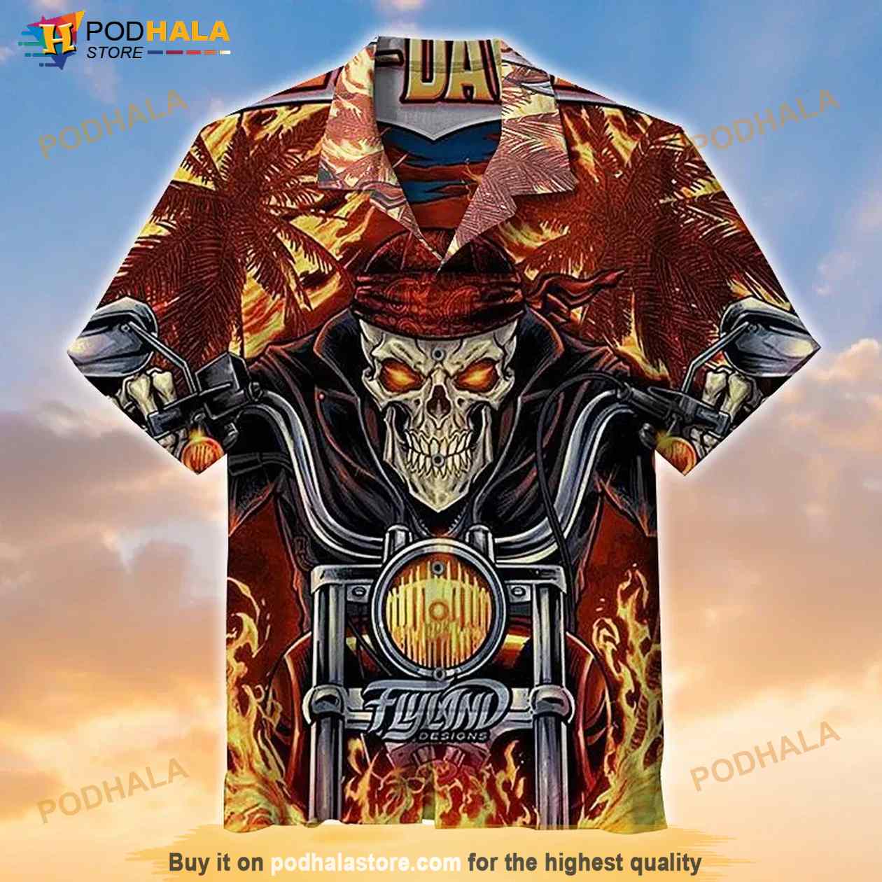 Skull Biker Born To Ride Awesome Hawaiian Shirt Skull Biker Born To Ride Awesome Hawaiian Shirt