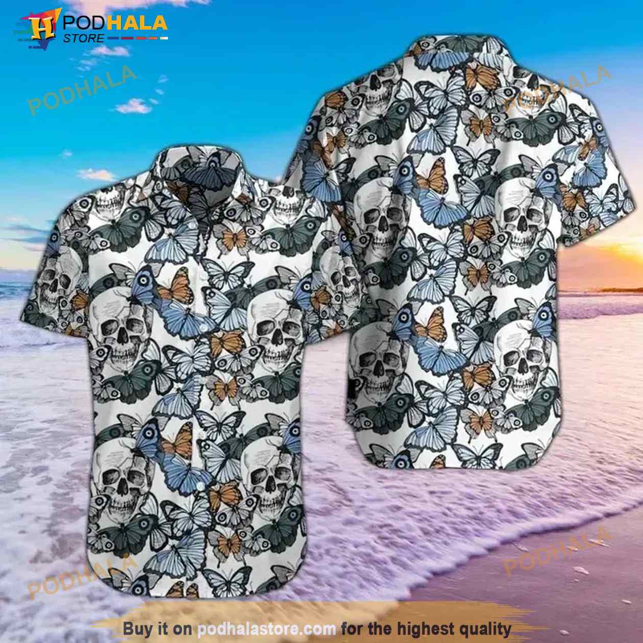 Skulls And Butterflies Hawaiian Shirt Skulls And Butterflies Hawaiian Shirt