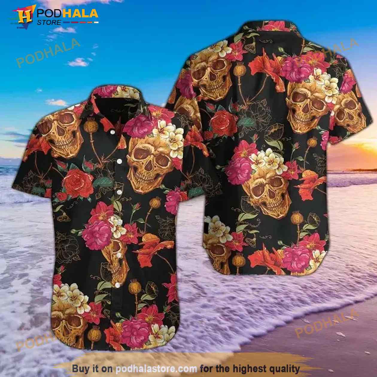Skulls Colorful Hawaiian Shirt Skulls Colorful Hawaiian Shirt