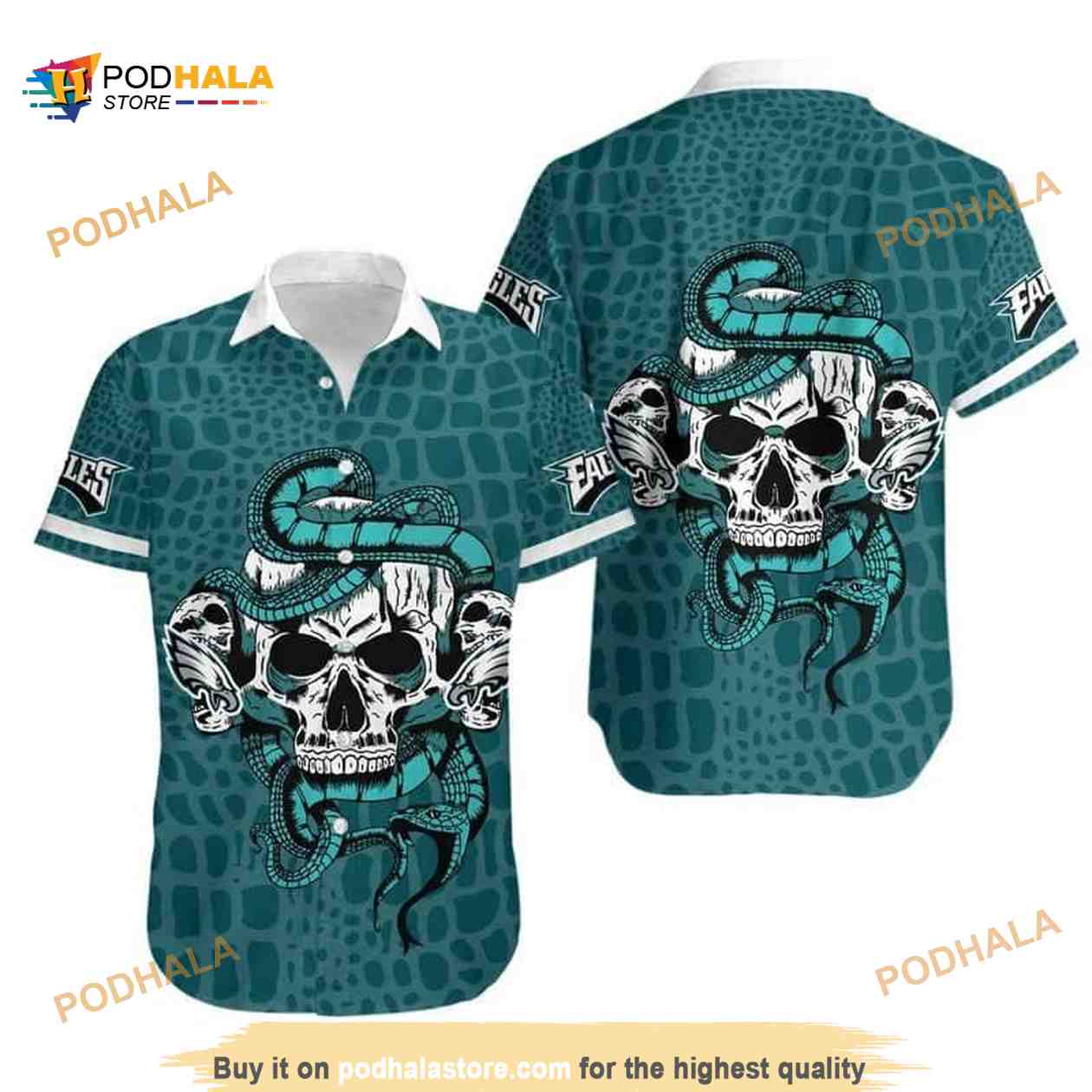 Snake And Skull NFL Philadelphia Eagles Funny Hawaiian Shirt Snake And Skull NFL Philadelphia Eagles Funny Hawaiian Shirt