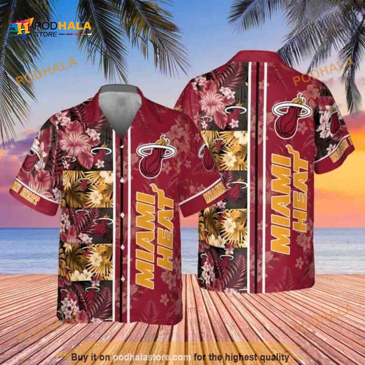 Summer Aloha NBA Miami Heat Hawaiian Shirt Tropical Flower Pattern Summer Aloha NBA Miami Heat Hawaiian Shirt Tropical Flower Pattern