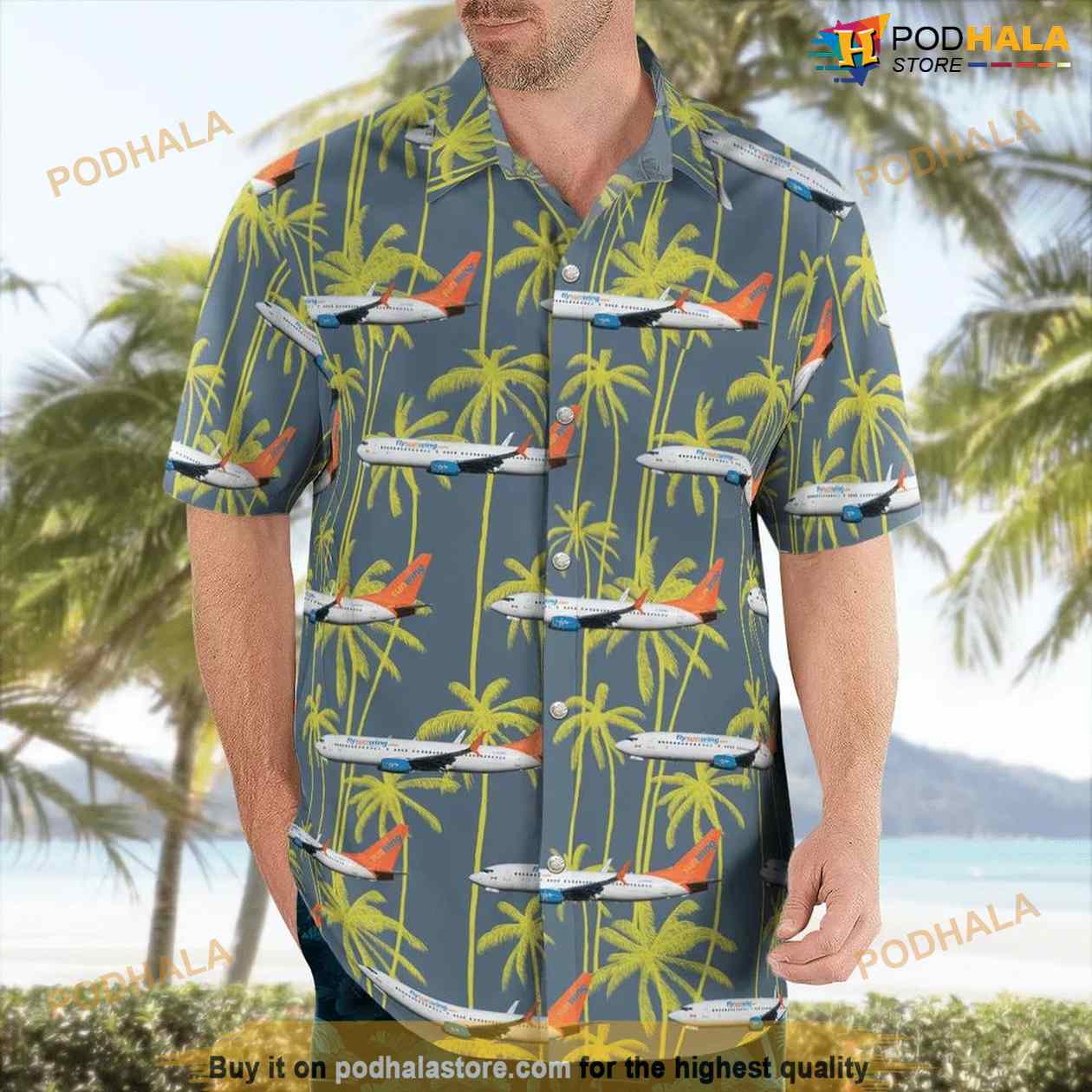 Sunwing Airlines Boeing 737-800 Hawaiian Shirt Man Sunwing Airlines Boeing 737-800 Hawaiian Shirt Man
