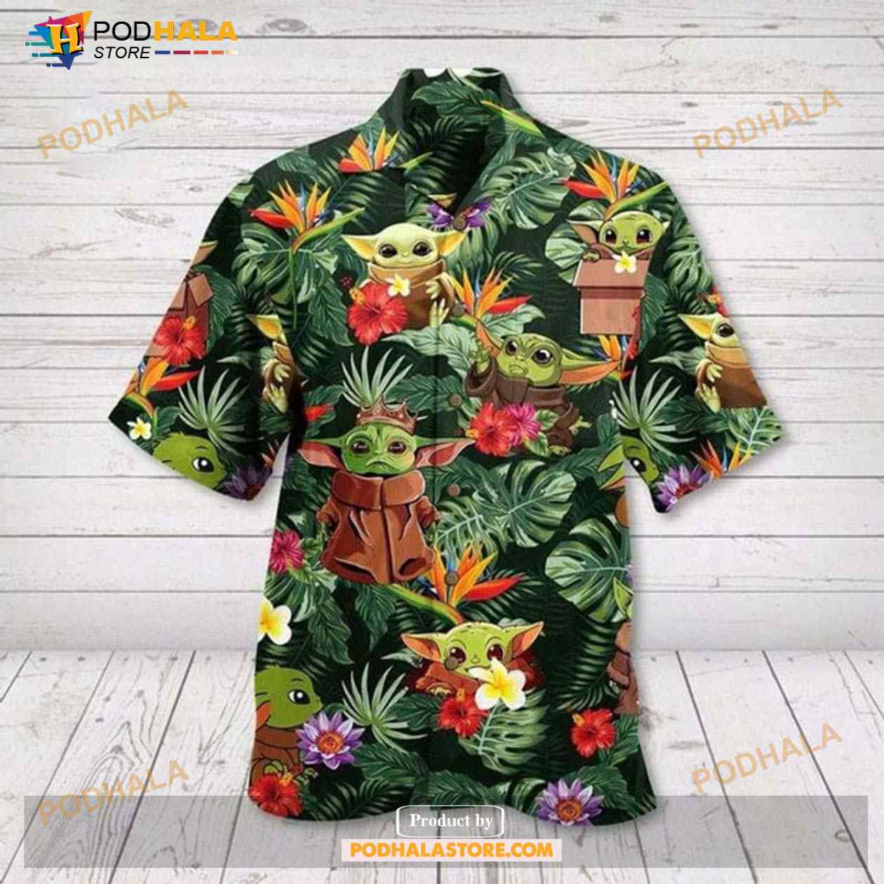 Sw Baby Yoda Grogu Cute Tropical Pattern Green Funny Hawaiian Shirt Sw Baby Yoda Grogu Cute Tropical Pattern Green Funny Hawaiian Shirt