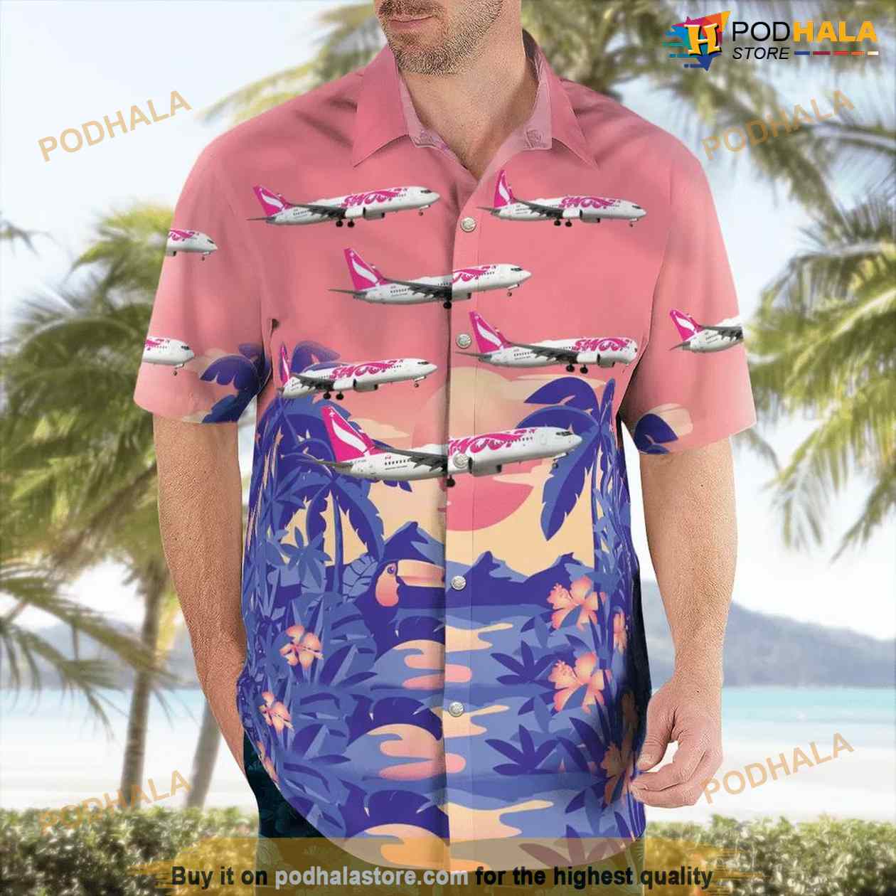 Swoop (airline) Boeing 737-8ct Hawaiian Shirt Swoop (airline) Boeing 737-8ct Hawaiian Shirt
