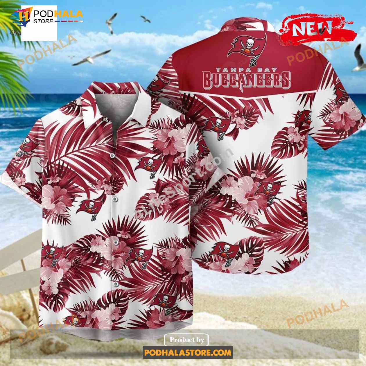 Tampa Bay Buccaneers NFL Palm Leaves Hot Summer Collection Funny 3D NFL Hawaiian Shirt Tampa Bay Buccaneers NFL Palm Leaves Hot Summer Collection Funny 3D NFL Hawaiian Shirt
