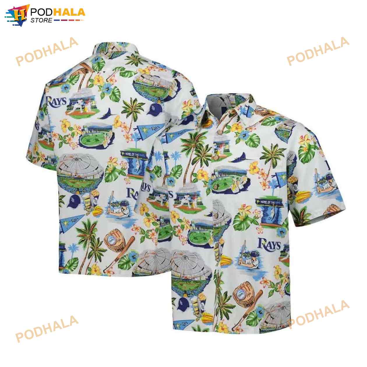 Tampa Bay Rays White Scenic 3D Funny Hawaiian Shirt Tampa Bay Rays White Scenic 3D Funny Hawaiian Shirt