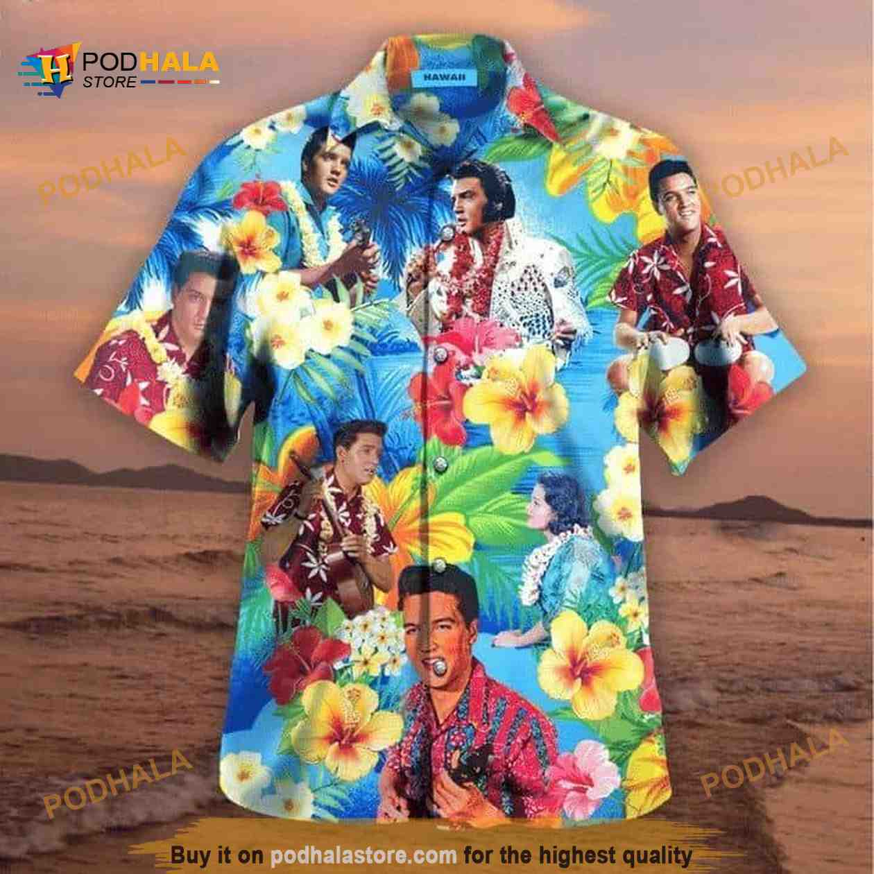 The King Elvis Presley Hawaiian Shirt Hibiscus Flowers Pattern The King Elvis Presley Hawaiian Shirt Hibiscus Flowers Pattern
