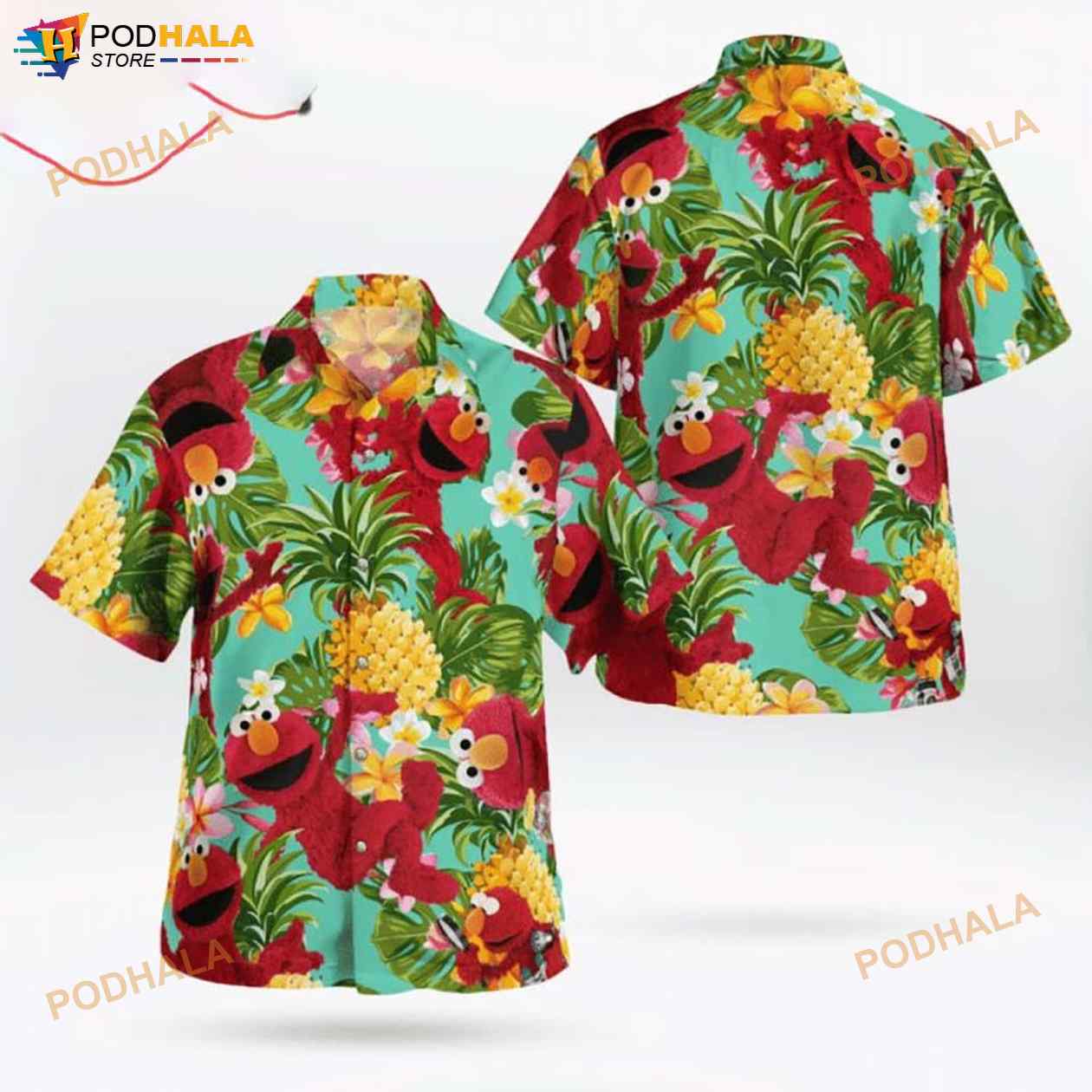 The Muppet Elmo Pineapple Tropical 3D Funny Hawaiian Shirt The Muppet Elmo Pineapple Tropical 3D Funny Hawaiian Shirt