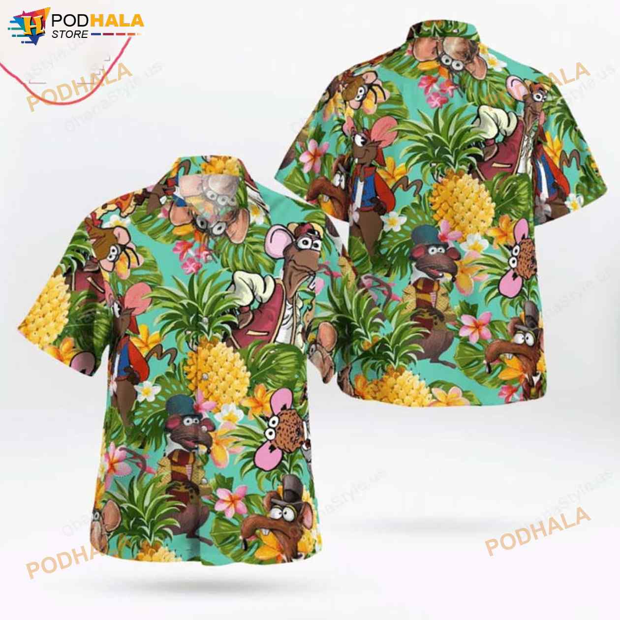 The Muppet Rizzo The Rat Pineapple Tropical 3D Funny Hawaiian Shirt The Muppet Rizzo The Rat Pineapple Tropical 3D Funny Hawaiian Shirt