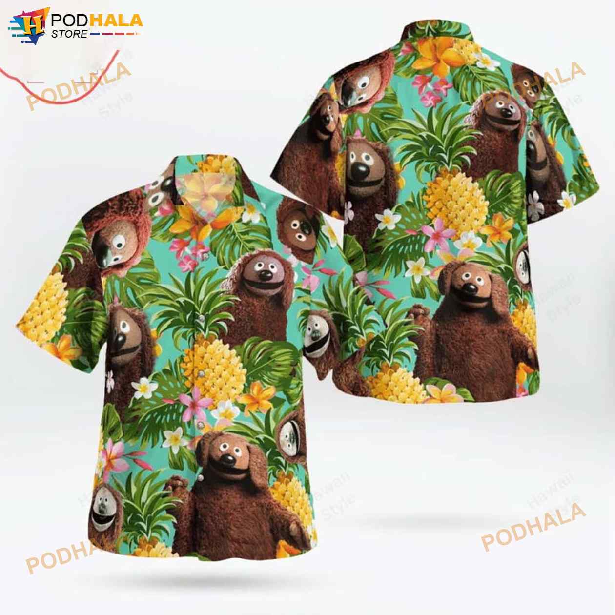 The Muppet Rowlf The Dog Pineapple Tropical 3D Funny Hawaiian Shirt The Muppet Rowlf The Dog Pineapple Tropical 3D Funny Hawaiian Shirt