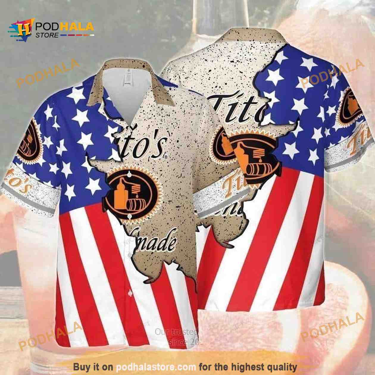 Tito’s Handmade Vodka Funny Hawaiian Shirt US Flag Tito’s Handmade Vodka Funny Hawaiian Shirt US Flag