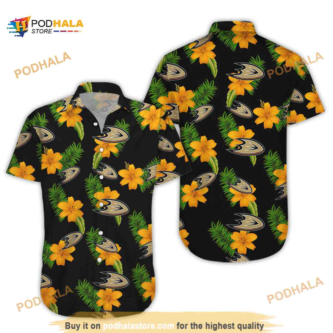 Tropical Flora Anaheim Ducks Funny Hawaiian Shirt Tropical Flora Anaheim Ducks Funny Hawaiian Shirt