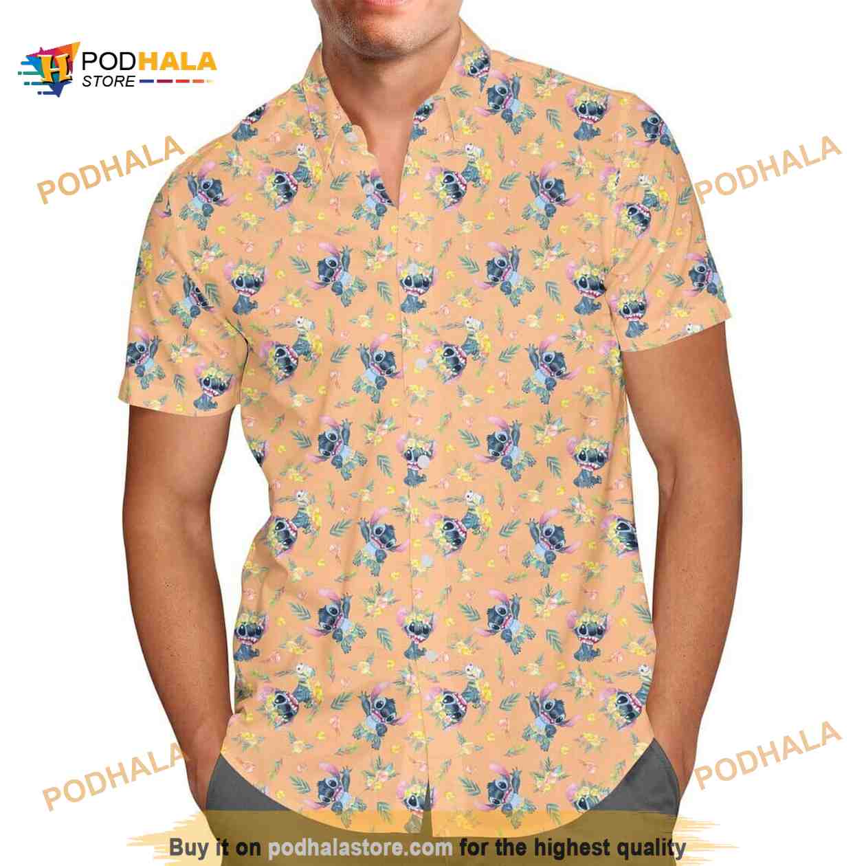 Tropical Flower Pattern And Disney Stitch Funny Hawaiian Shirt Tropical Flower Pattern And Disney Stitch Funny Hawaiian Shirt