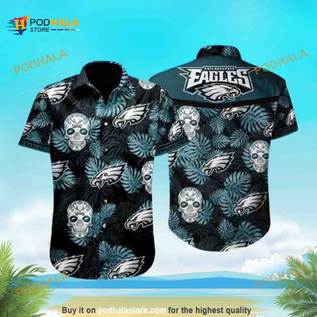 Tropical Skull NFL Philadelphia Eagles Funny Hawaiian Shirt Tropical Skull NFL Philadelphia Eagles Funny Hawaiian Shirt