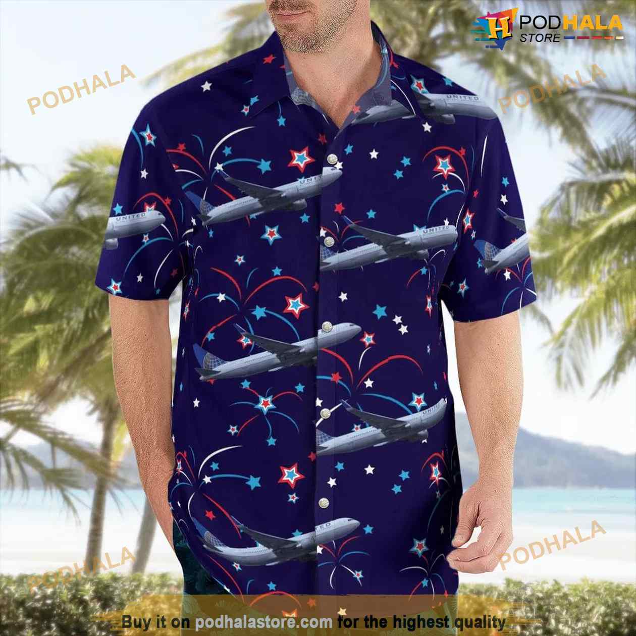 United Airlines Boeing 767-300er Happy New Year Hawaiian Shirt United Airlines Boeing 767-300er Happy New Year Hawaiian Shirt