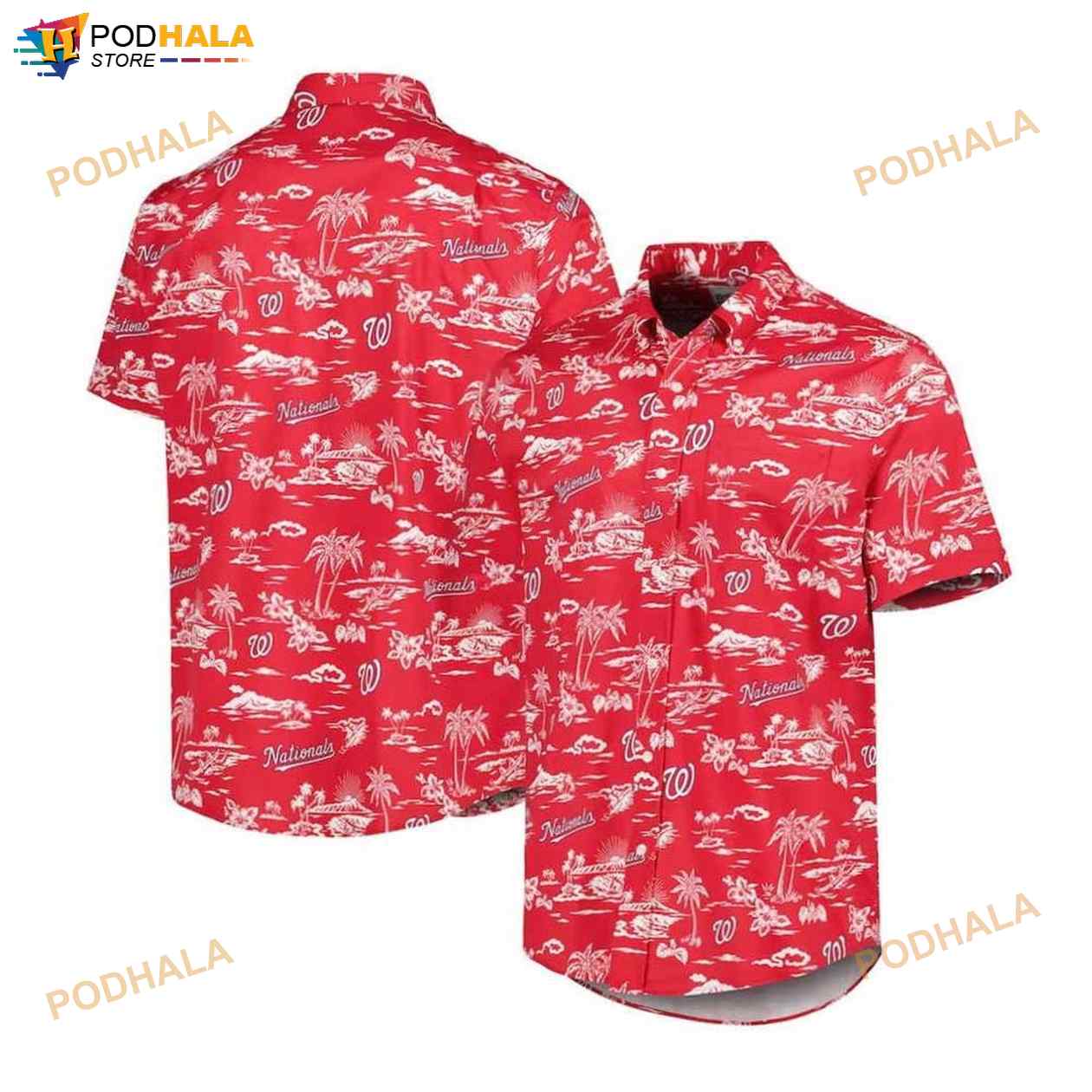 Washington Nationals Red Kekai Performance 3D Funny Hawaiian Shirt Washington Nationals Red Kekai Performance 3D Funny Hawaiian Shirt