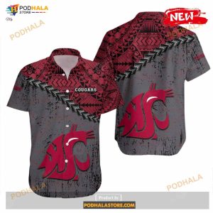 Washington State Cougars NCAA Grunge Polynesian Tattoo Funny Hawaiian Shirt