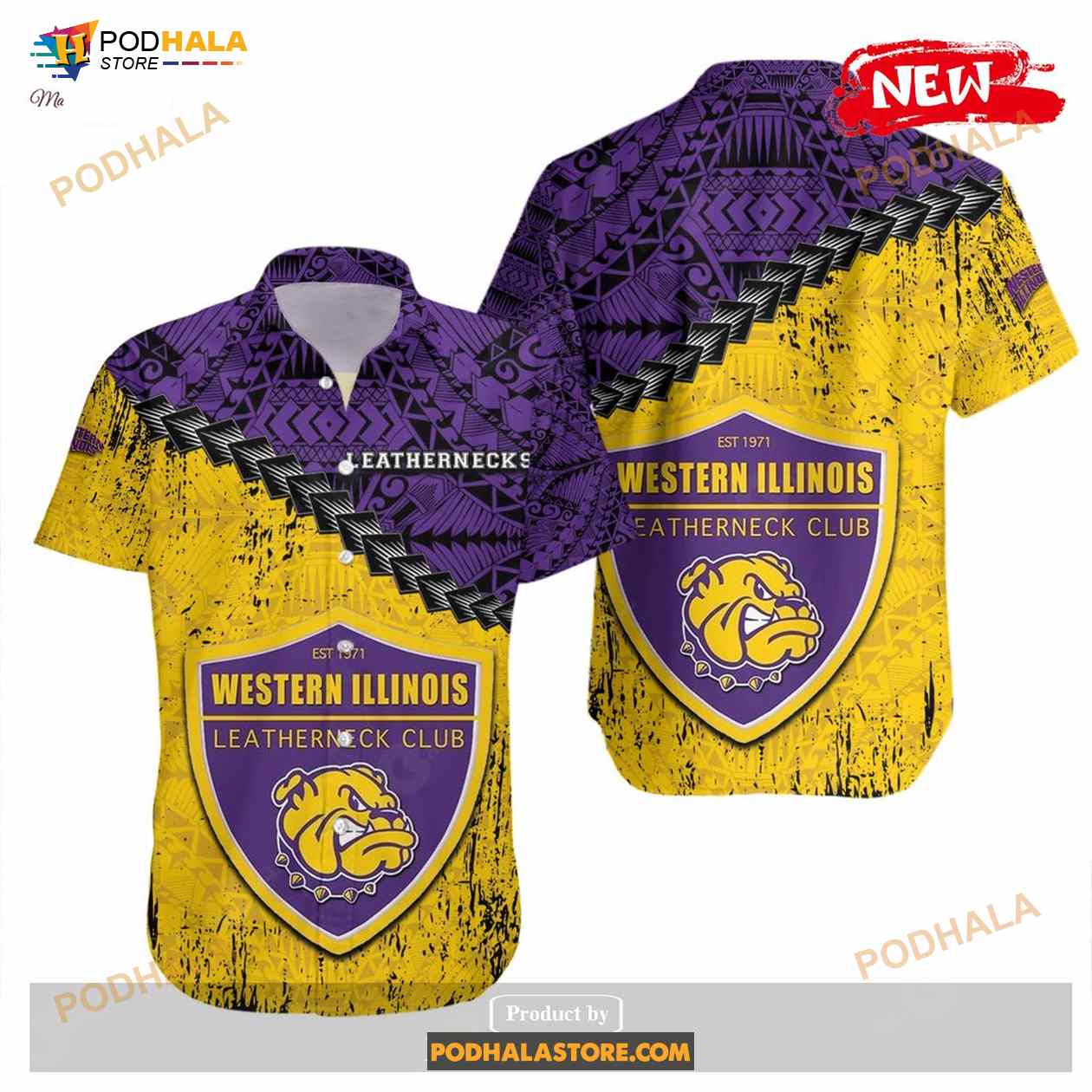 Western Illinois Leathernecks NCAA Grunge Polynesian Tattoo Funny Hawaiian Shirt Western Illinois Leathernecks NCAA Grunge Polynesian Tattoo Funny Hawaiian Shirt
