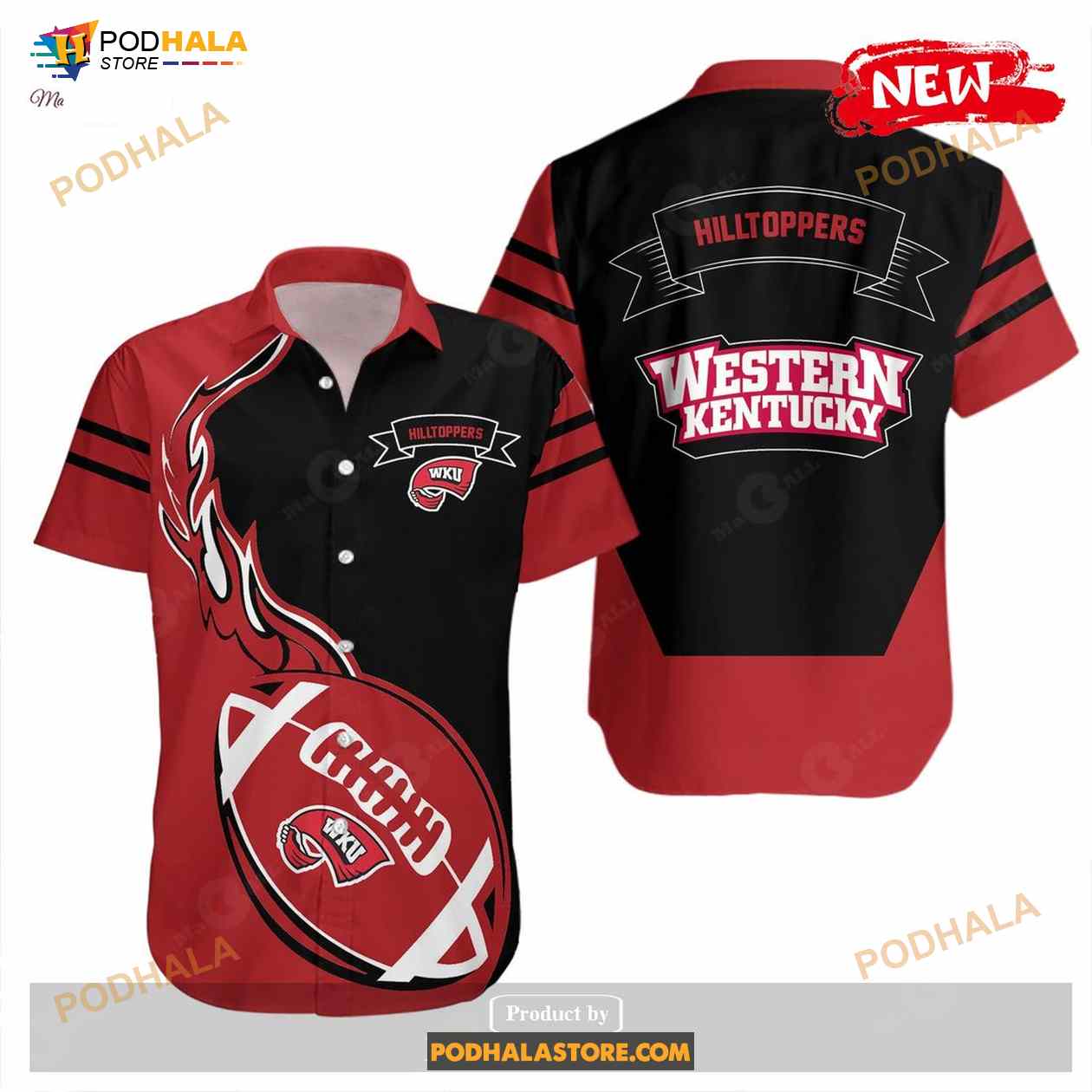 Western Kentucky Hilltoppers NCAA Flame Ball Funny Hawaiian Shirt Western Kentucky Hilltoppers NCAA Flame Ball Funny Hawaiian Shirt