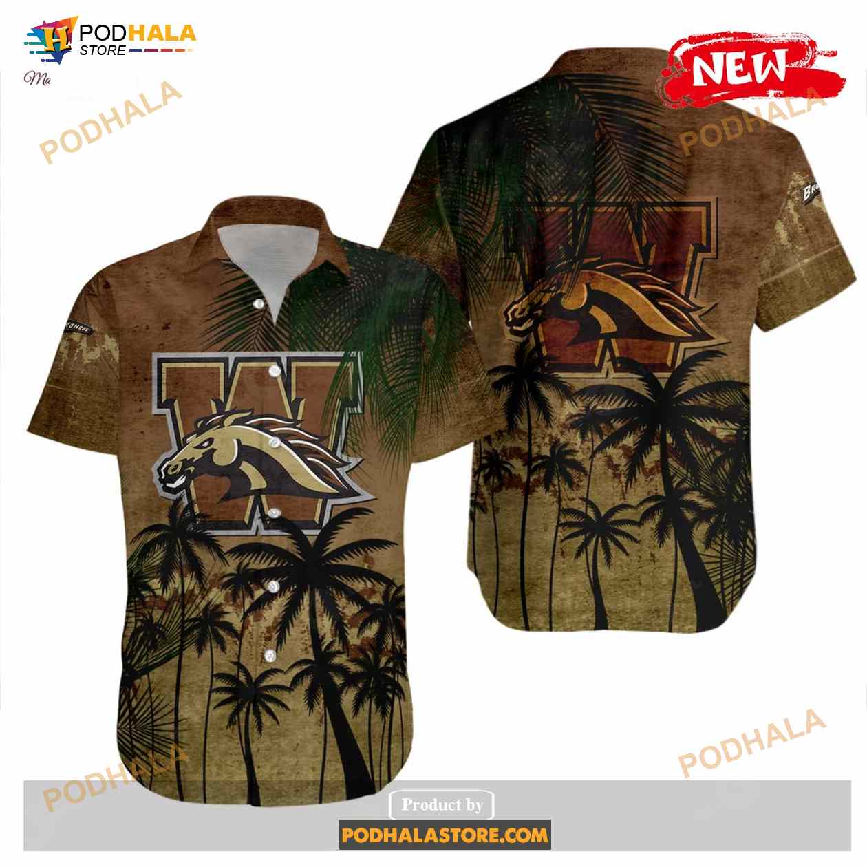 Western Michigan Broncos NCAA Coconut Tree Tropical Grunge Funny Hawaiian Shirt Western Michigan Broncos NCAA Coconut Tree Tropical Grunge Funny Hawaiian Shirt