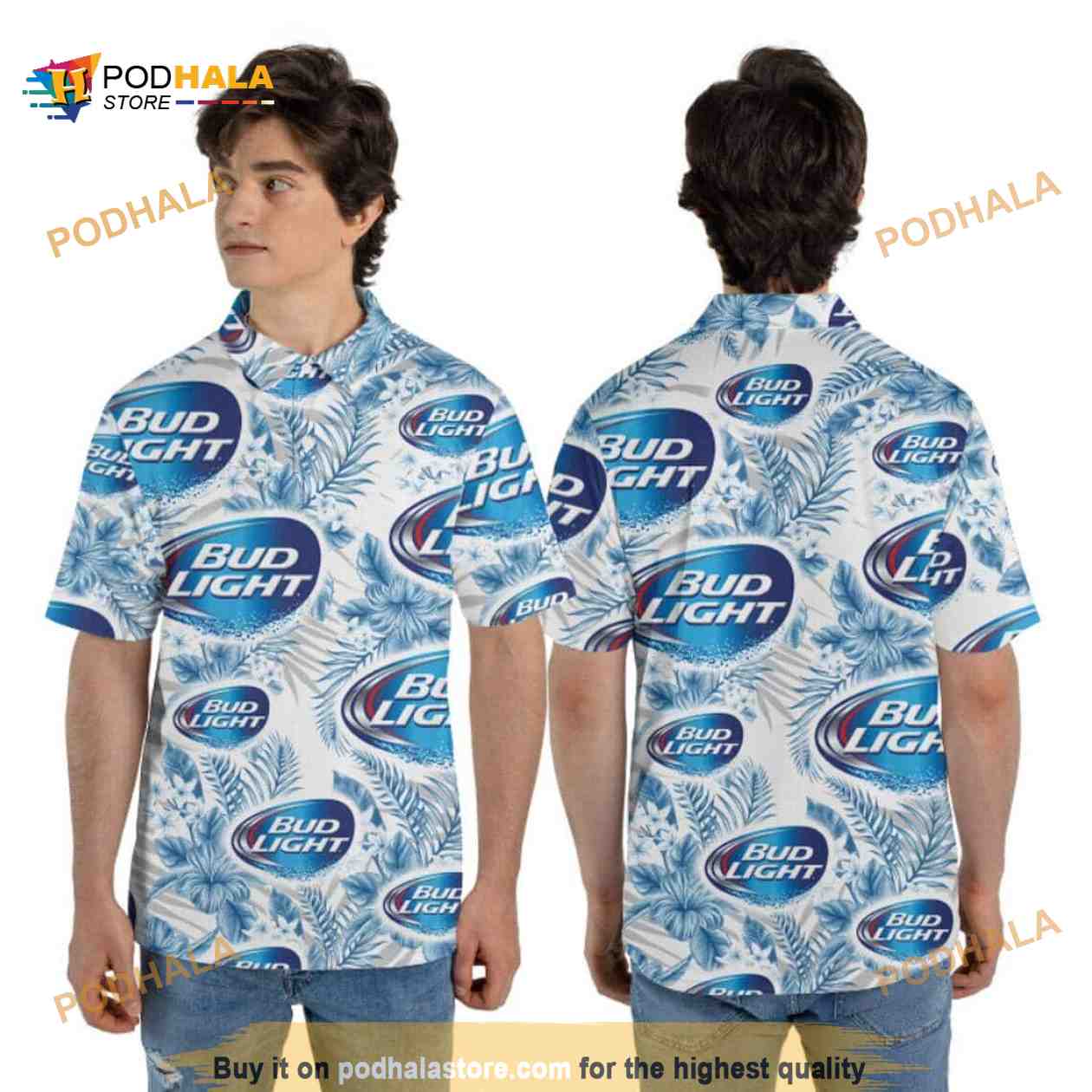 White Aloha Bud Light Funny Hawaiian Shirt Tropical Flower Gift For Beer Lovers White Aloha Bud Light Funny Hawaiian Shirt Tropical Flower Gift For Beer Lovers
