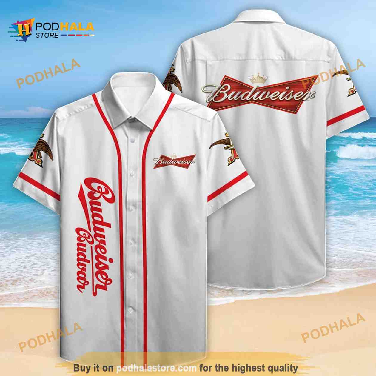 White Aloha Budweiser Funny Hawaiian Shirt Father’s Day Beer Gift White Aloha Budweiser Funny Hawaiian Shirt Father’s Day Beer Gift