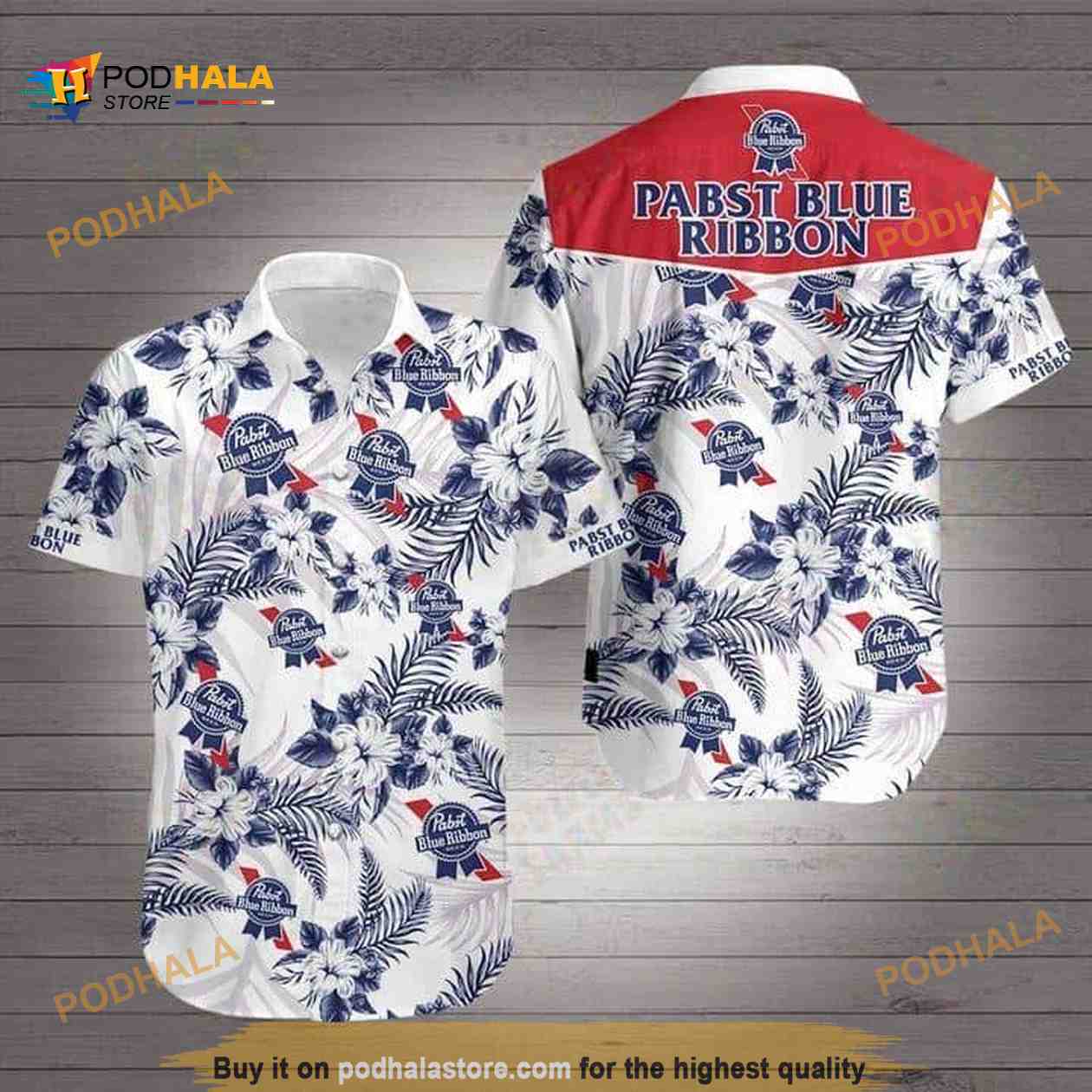 White Aloha Pabst Blue Ribbon Funny Hawaiian Shirt Tropical Flower Pattern White Aloha Pabst Blue Ribbon Funny Hawaiian Shirt Tropical Flower Pattern