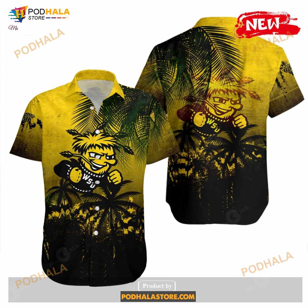 Wichita State Shockers NCAA Coconut Tree Tropical Grunge Funny Hawaiian Shirt Wichita State Shockers NCAA Coconut Tree Tropical Grunge Funny Hawaiian Shirt