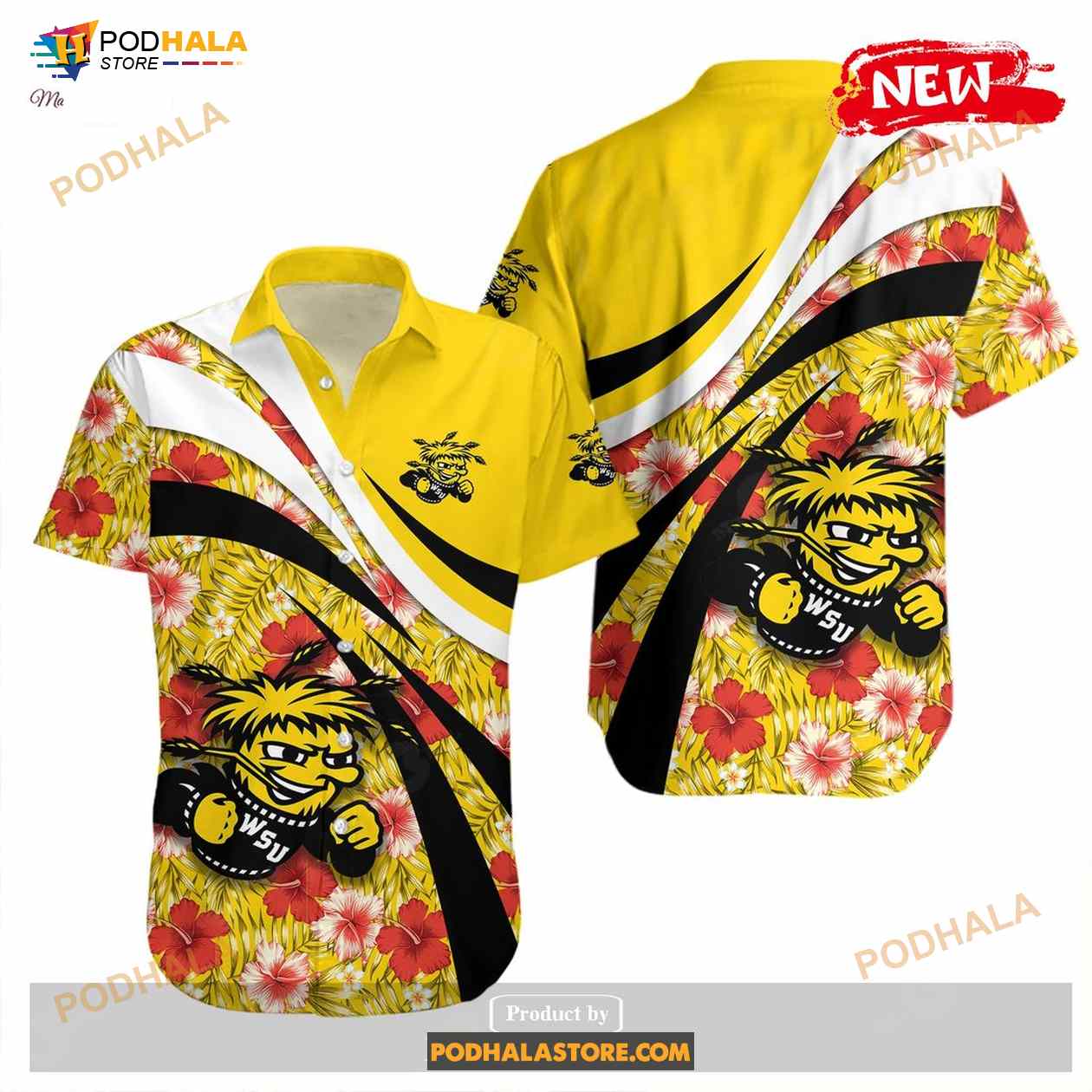 Wichita State Shockers NCAA Hibiscus Sport Style Funny Hawaiian Shirt Wichita State Shockers NCAA Hibiscus Sport Style Funny Hawaiian Shirt