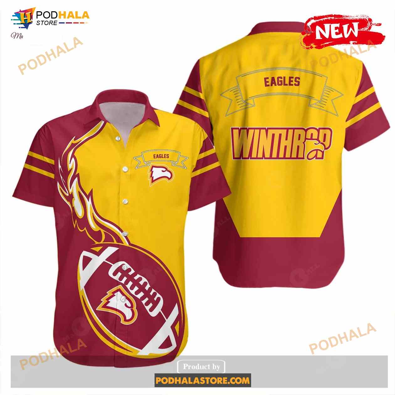 Winthrop Eagles NCAA Flame Ball Style Funny Hawaiian Shirt Winthrop Eagles NCAA Flame Ball Style Funny Hawaiian Shirt