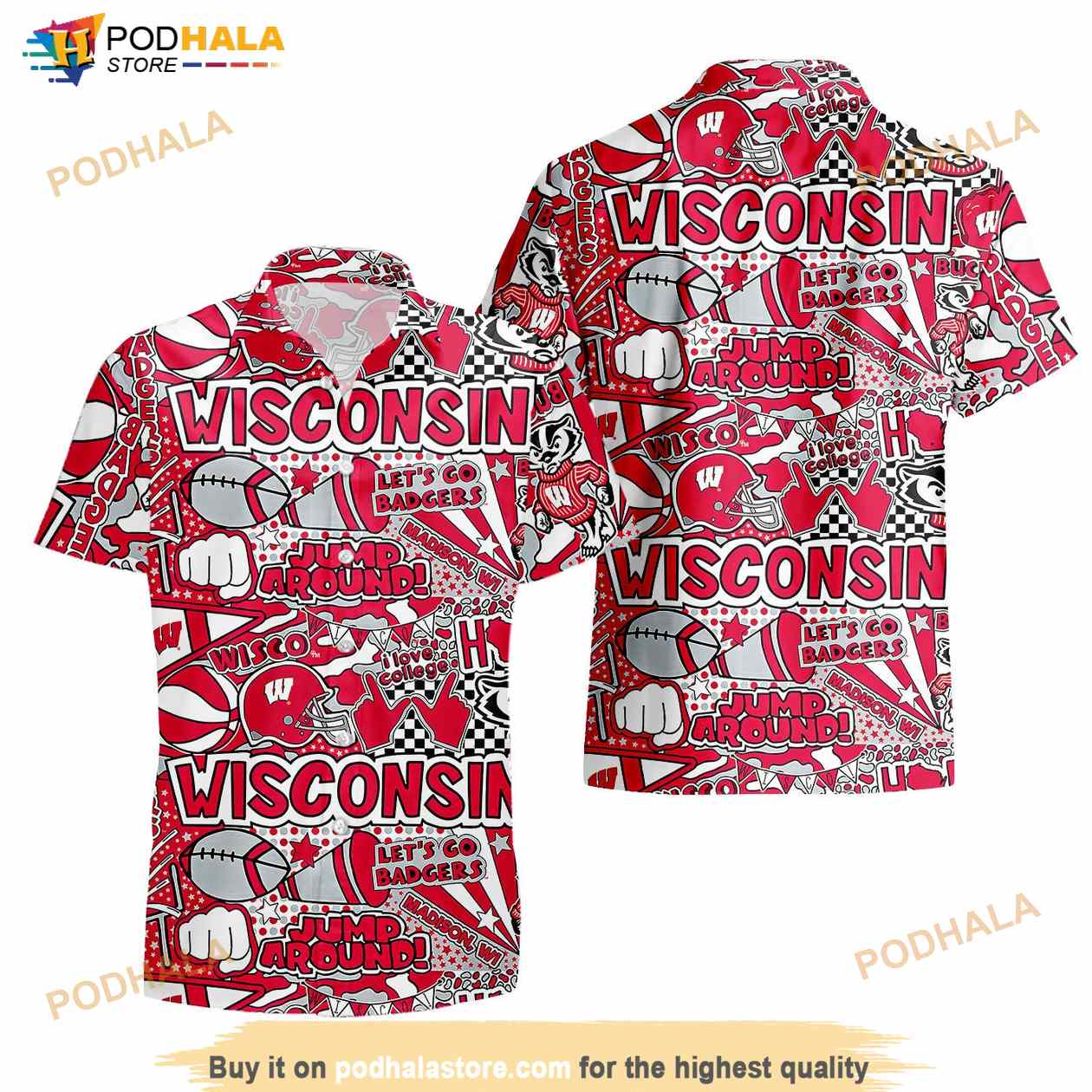 Wisconsin Badgers Football Hawaiian Shirt Gift For Fans Wisconsin Badgers Football Hawaiian Shirt Gift For Fans
