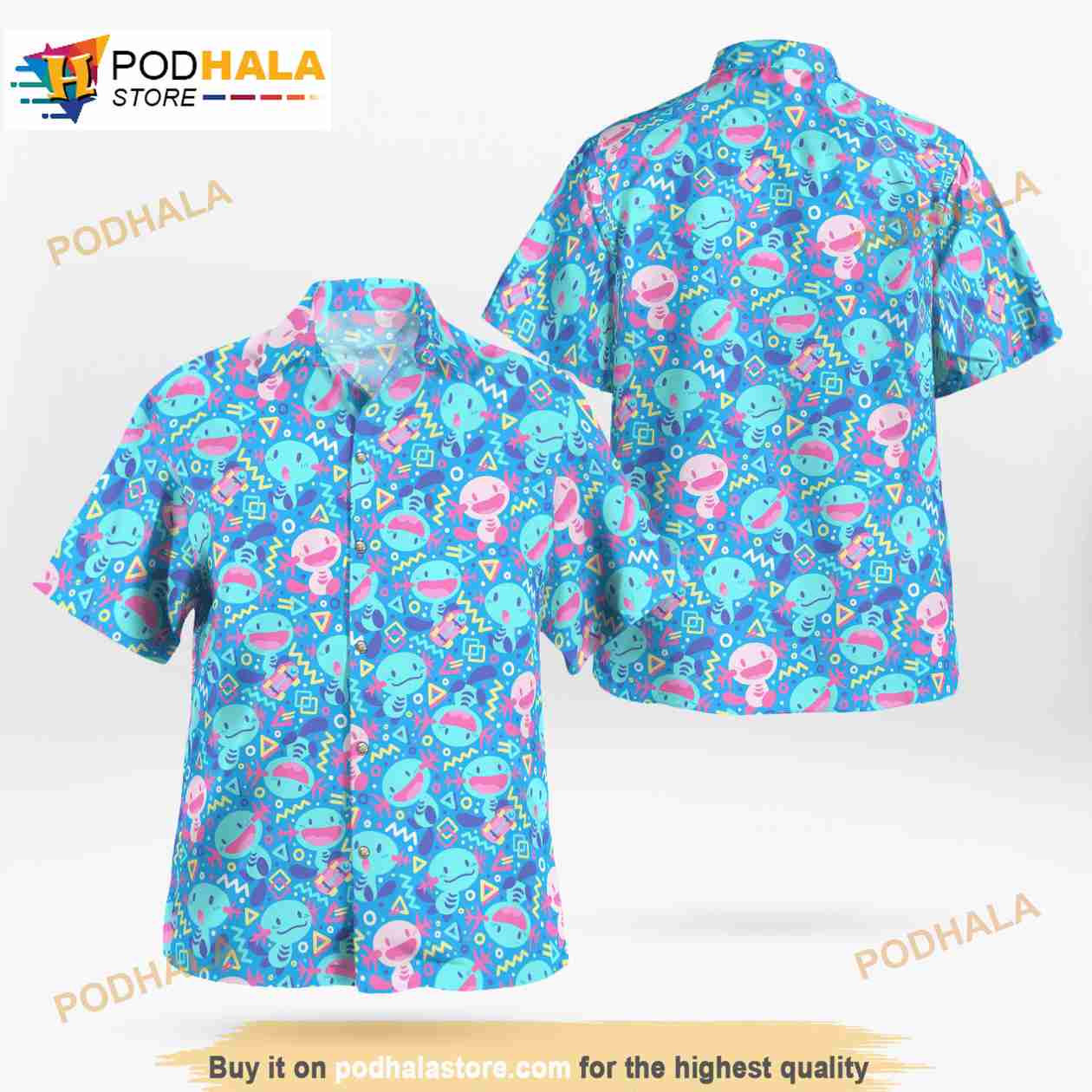 Wooper Pokemon 3D Funny Hawaiian Shirt Wooper Pokemon 3D Funny Hawaiian Shirt