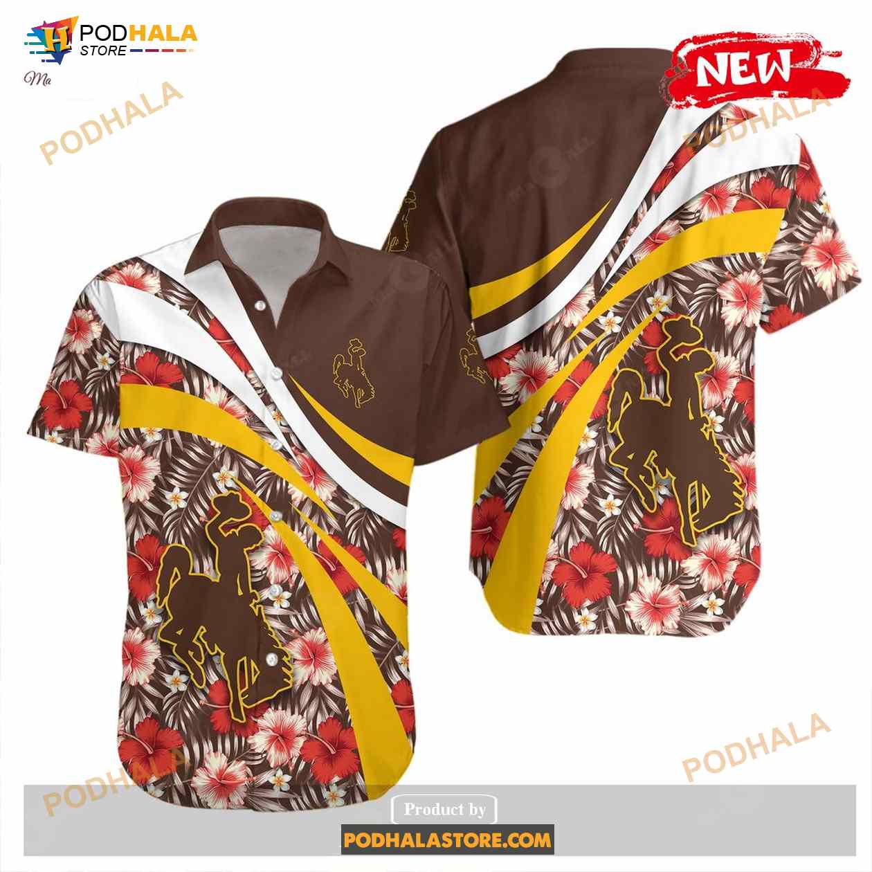Wyoming Cowboys NCAA Hibiscus Sport Style Funny Hawaiian Shirt Wyoming Cowboys NCAA Hibiscus Sport Style Funny Hawaiian Shirt